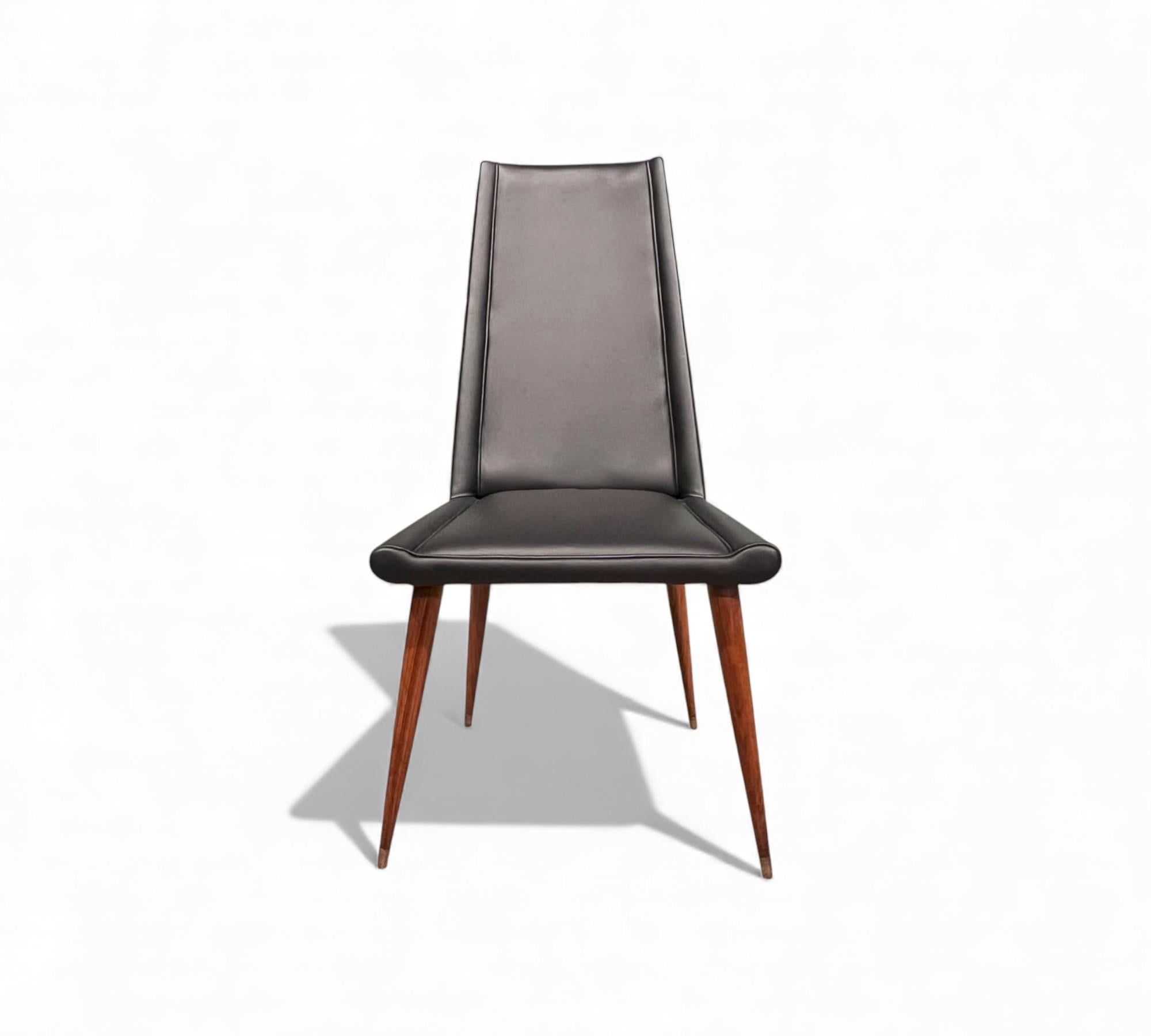 Cuir Brazilian Modern Set of Chairs in Hardwood & Leather, Giuseppe Scapinelli, 1950s en vente