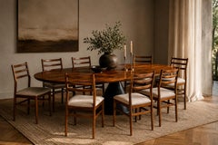 Brazilian Modern Set of Eight Chairs in Caviuna wood & Linen, Alexandre Rapoport
