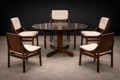 Brazilian Modern Set of Five Rosewood & Leather Dining Chairs, Jorge Zalszupin