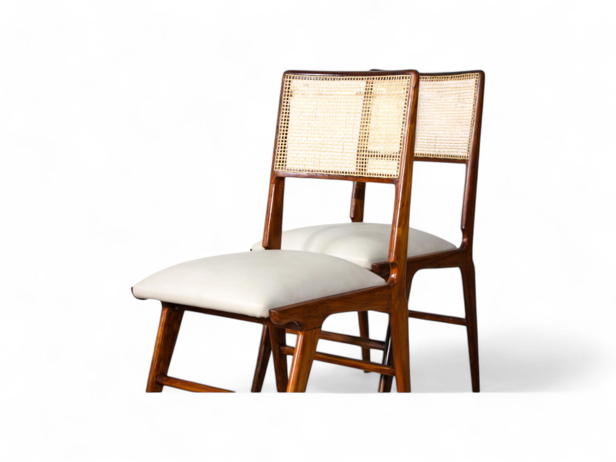 Caning Brazilian Modern Set of Four Chairs by Carlo Hauner and Martin Eisler, c. 1960s For Sale