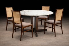 Brazilian Modern Set of Four Rosewood & Cane Dining Chairs by Celina, Brazil