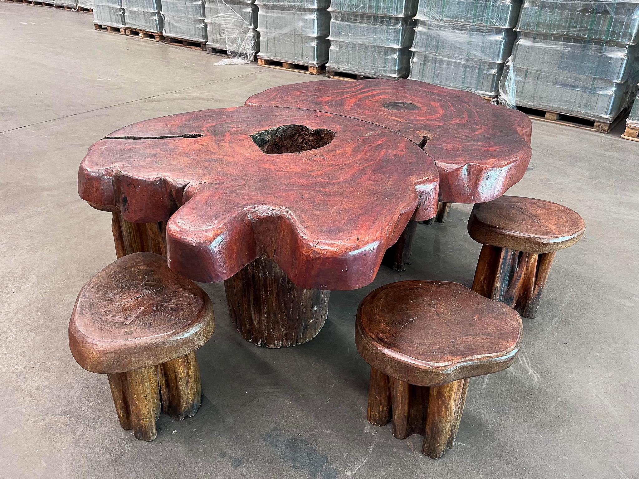 Ensemble moderne brésilien de six tabourets rustiques en bois de Pékin, 1970 en vente 8
