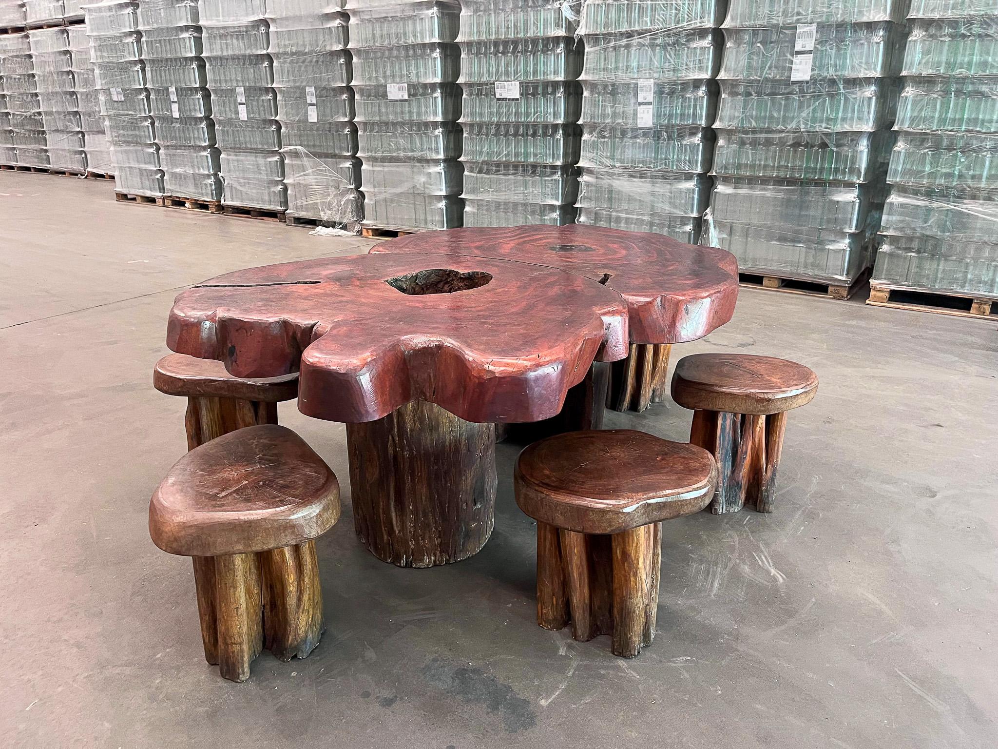 Ensemble moderne brésilien de six tabourets rustiques en bois de Pékin, 1970 en vente 9