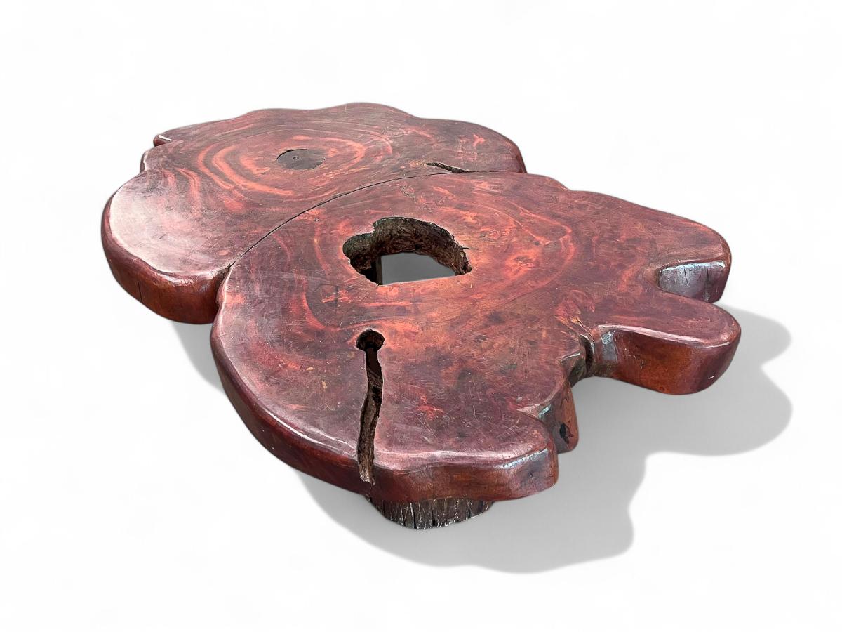 Ensemble de table et six tabourets rustiques brésiliens en bois de Pékin, 1970 en vente 3