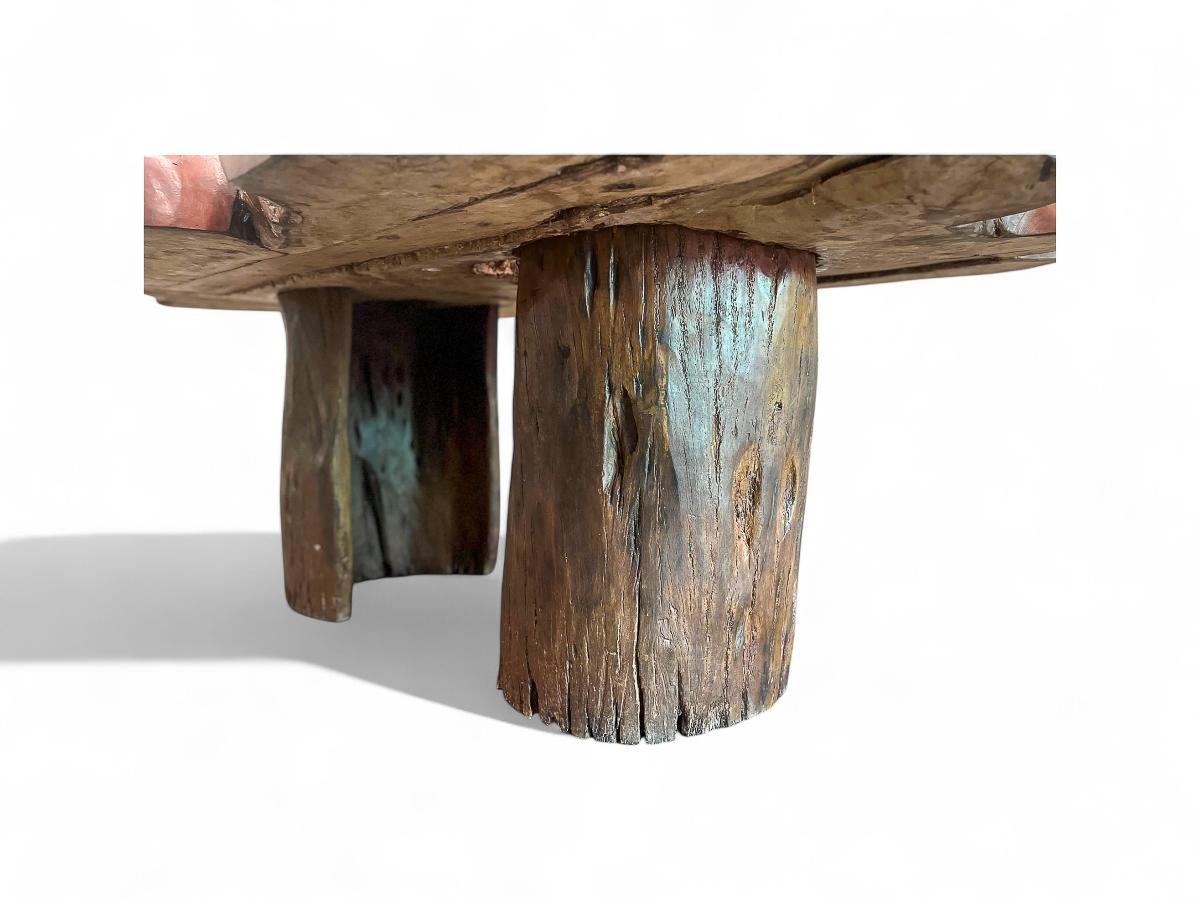 Ensemble de table et six tabourets rustiques brésiliens en bois de Pékin, 1970 en vente 4
