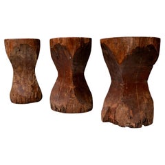 Brazilian Modern Set of Three Stools in Pequi Wood, Jose Zanine Caldas, 1970s
