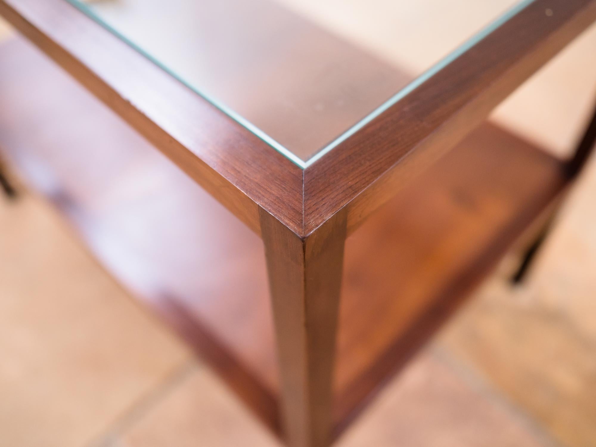 Brazilian Modern Side Table in Hardwood and Glass by Joaquim Tenreiro circa 1960 3