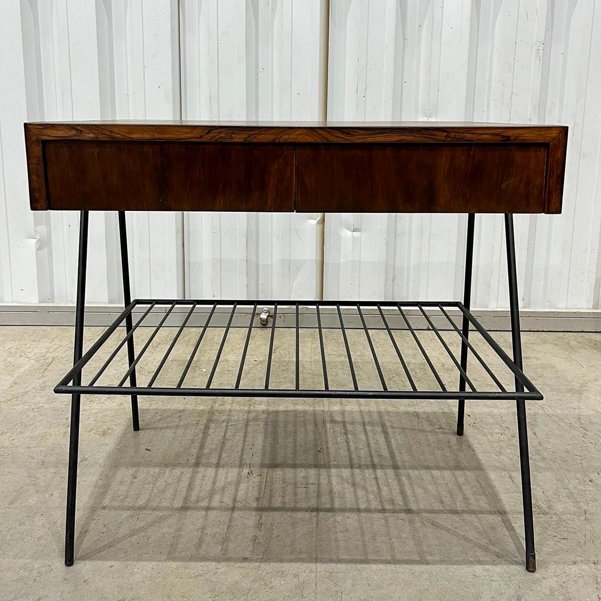 Brazilian Modern Side table in Hardwood and Metal, Unknown, c. 1950 For Sale 5