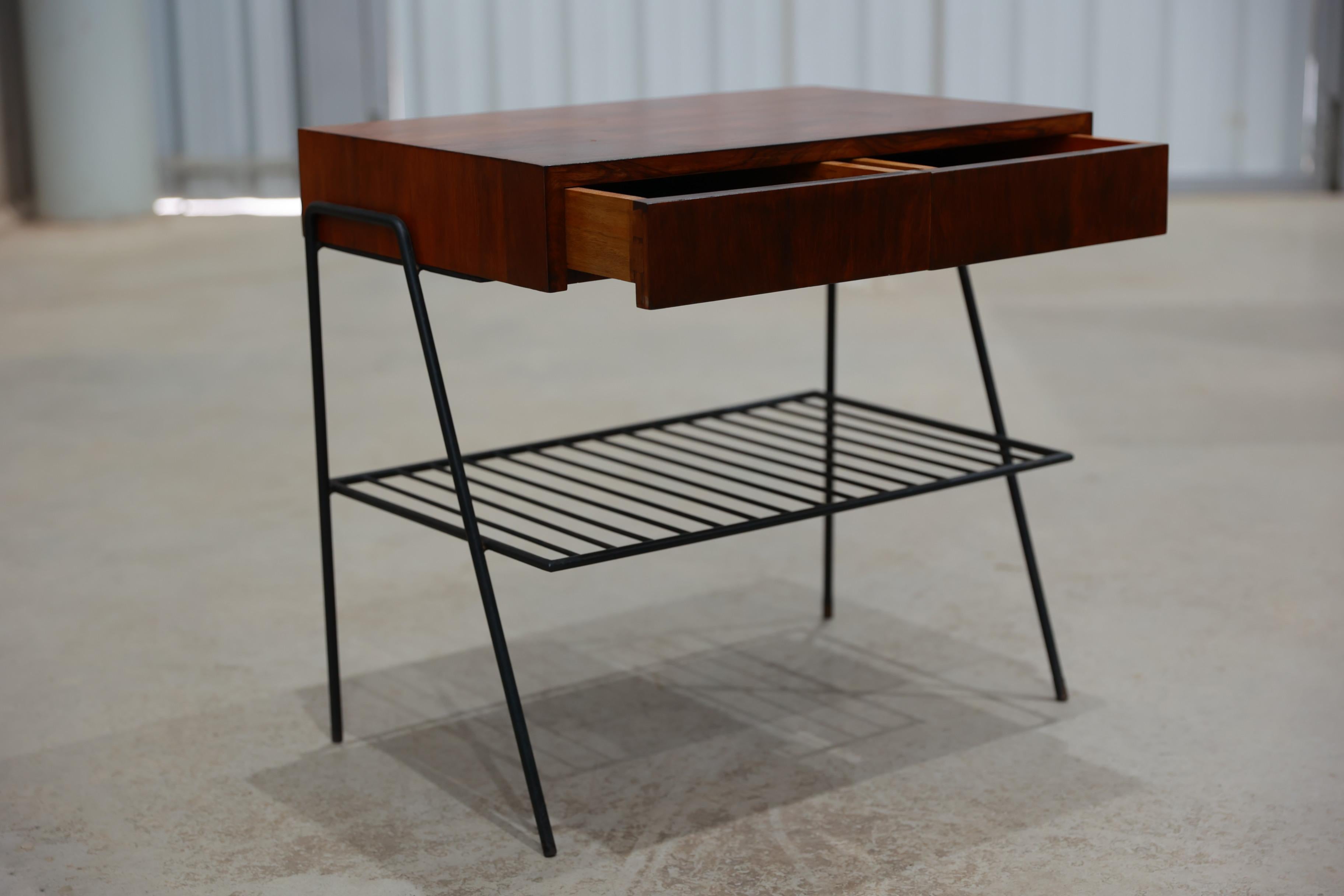 Brazilian Modern Side table in Hardwood and Metal, Unknown, c. 1950 For Sale 7
