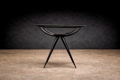 Brazilian Modern Side Table in Hardwood & Glass, Giuseppe Scapinelli, 1950s