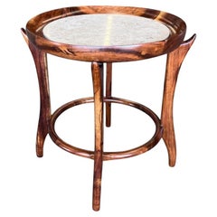 Brazilian Modern Side Table in Hardwood & Marble by Giuseppe Scapinelli, 1950s