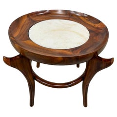 Retro Brazilian Modern Side Table in Hardwood & Marble by Giuseppe Scapinelli, Brazil