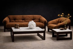 Brazilian Modern Side Table in Hardwood & Marble, Percival Lafer, 1970's