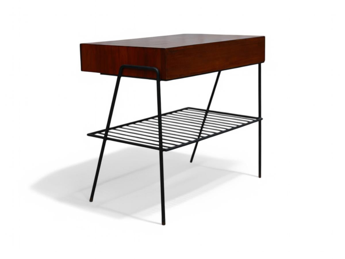 Métal Table d'appoint moderne brésilienne en bois dur et métal, Unknown, c. 1950 en vente