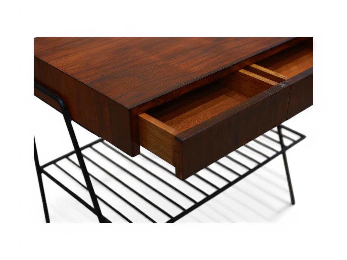 Table d'appoint moderne brésilienne en bois dur et métal, Unknown, c. 1950 en vente 1