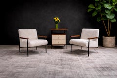 Mesa auxiliar moderna brasileña de metal, madera dura y fórmica, Geraldo de Barros 1950