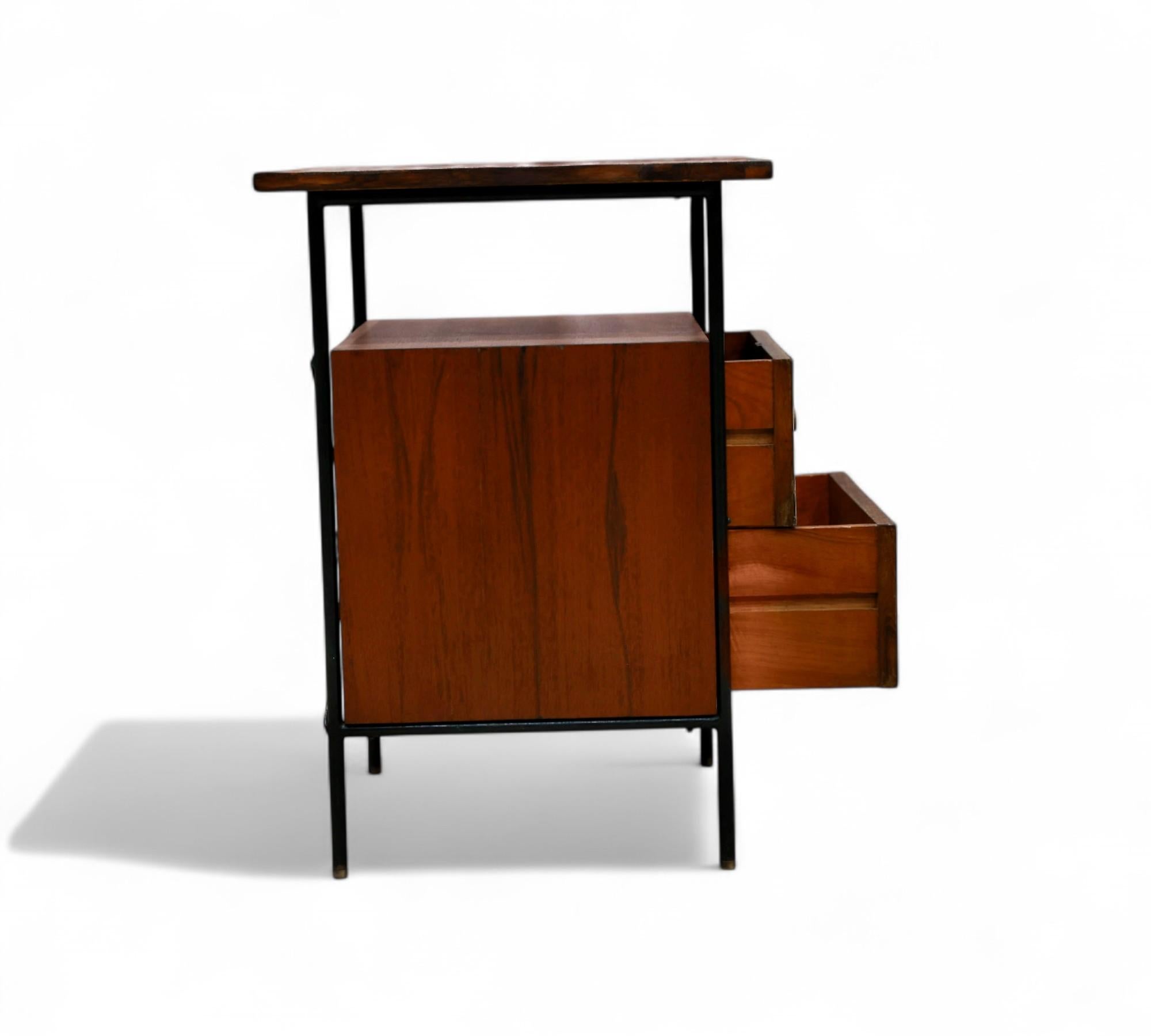 20th Century Brazilian Modern Side Table in Metal, Hardwood & Formica, Geraldo de Barros 1950 For Sale