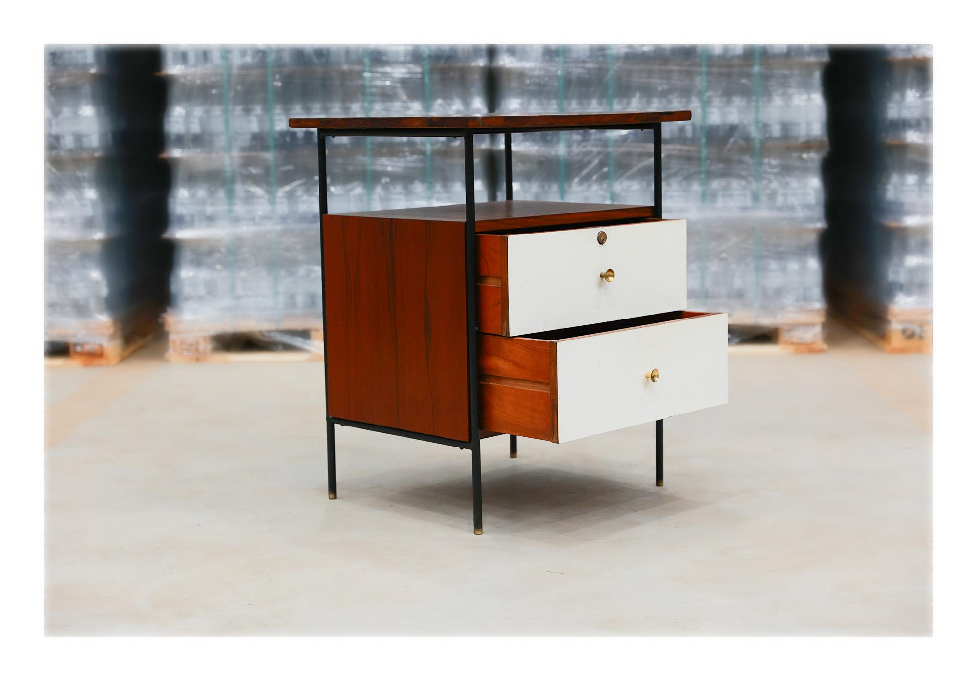 Brasilianischer moderner Beistelltisch aus Metall, Hartholz und Formica, Geraldo de Barros, 1950 im Angebot 2
