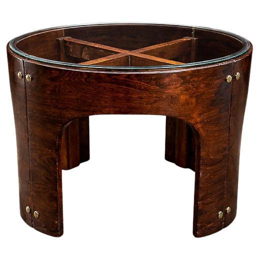 Brazilian Modern Side Table in Wood and Brass by Bertomeu, Brazil, 1960s For Sale