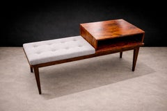 Brazilian Modern Side Table with Integrated Bench and Storage in Rosewood, 1960s