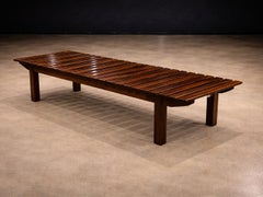 Brazilian Modern Slatted Bench in Rosewood (Jacaranda), Brazil, 1960s