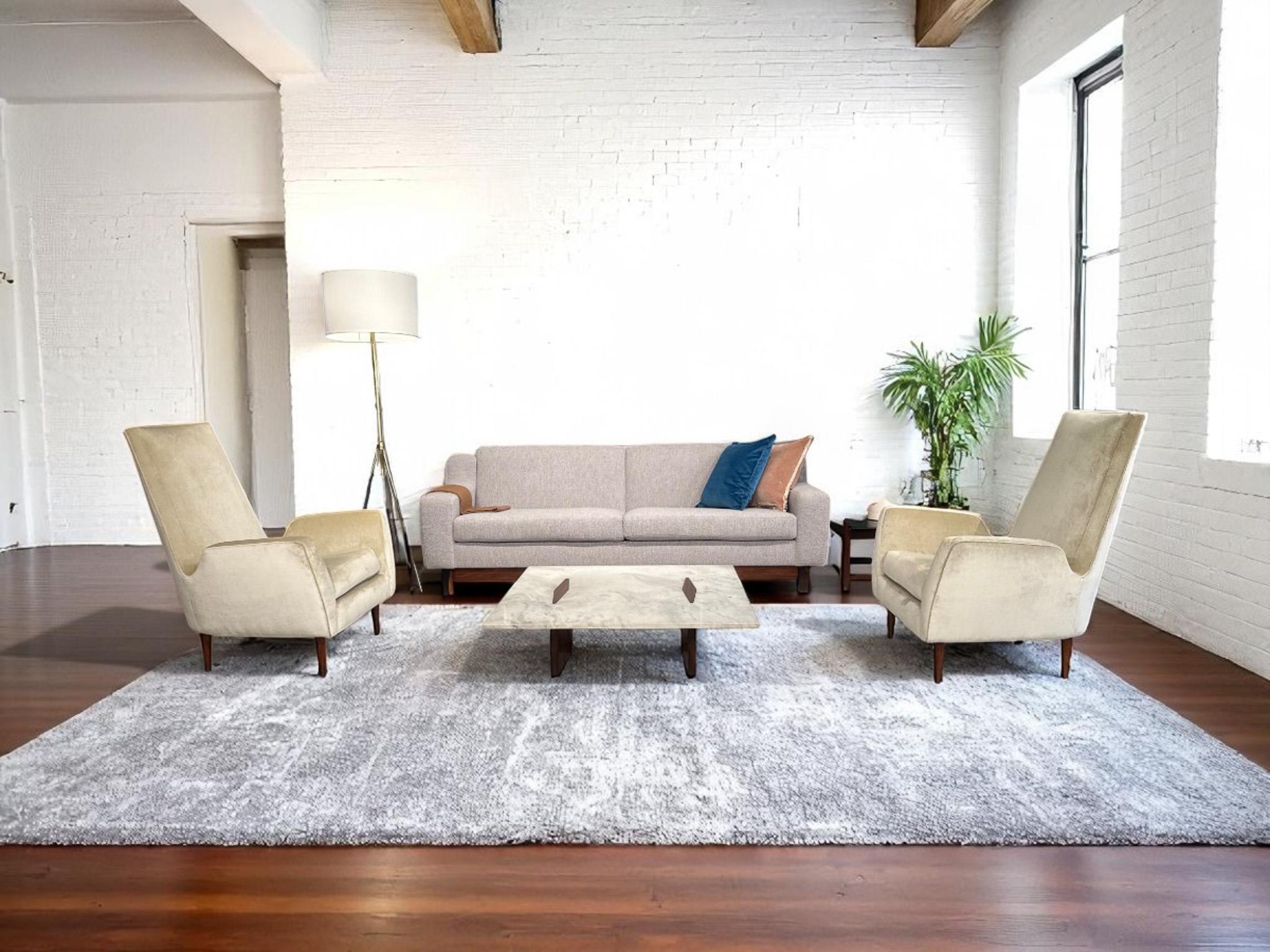 Canapé moderne brésilien en boucle grise et bois dur, Sergio Rodrigues, 1960 en vente 4