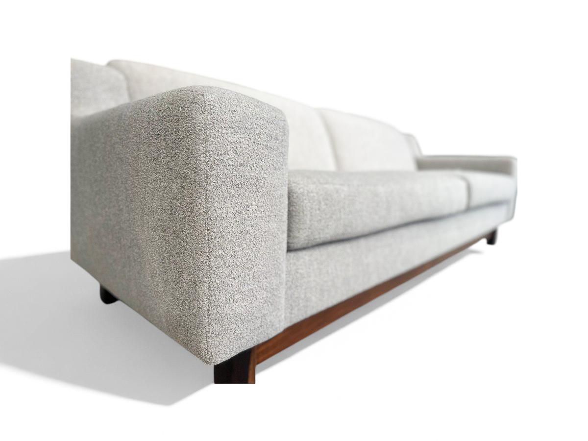 Canapé moderne brésilien en boucle grise et bois dur, Sergio Rodrigues, 1960 en vente 8