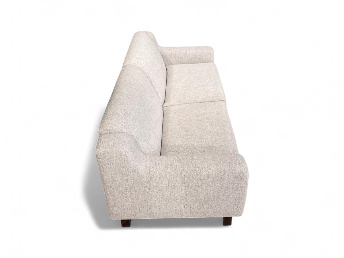 Bois de feuillus Canapé moderne brésilien en boucle grise et bois dur, Sergio Rodrigues, 1960 en vente
