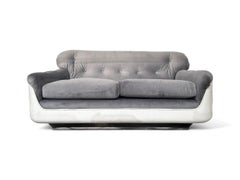 Brazilian Modern Sofa in Grey Velvet & Fiber by Jorge Zalszupin, 1973, Brazil
