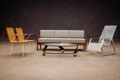 Canapé moderne brésilien en bois dur et cuir de Michel Arnoult, vers les années 1960