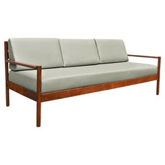 Brazilian Modern Sofa in Hardwood and Leather by Michel Arnoult, c. 1960s