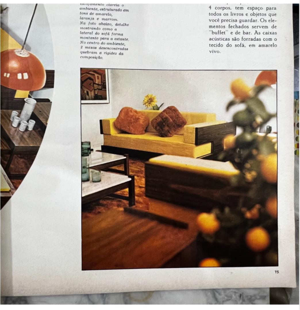 Brasilianisches modernes Sofa aus Hartholz und weißem Leinen von Celina, Brasilien, um 1960 im Angebot 5