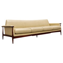 Brazilian Modern Sofa in Hardwood & Leather,  Liceu de Artes e Oficios 1960s