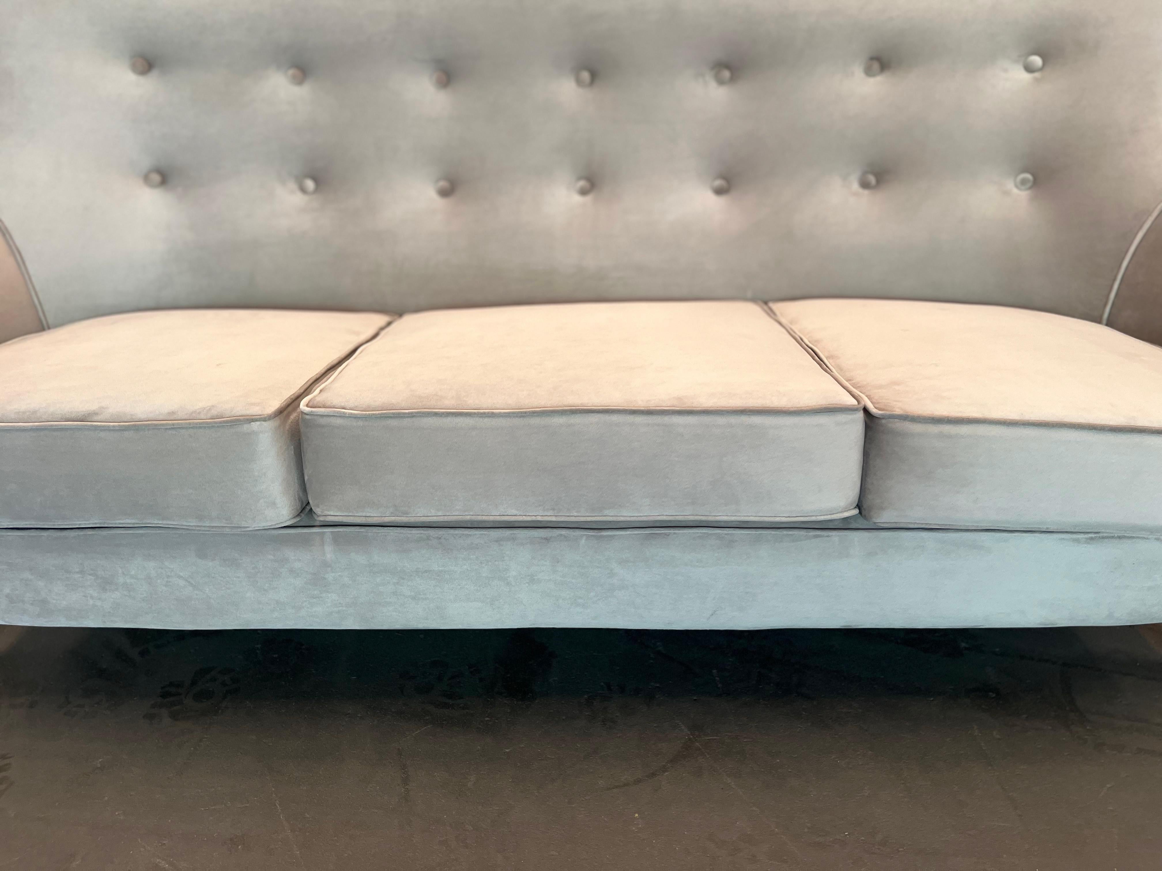 Fait main Canapé Modernity brésilien en bois dur et Ultra Suede par Giuseppe Scapinelli, c.1950s en vente