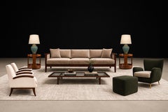 Brazilian Modern Sofa in Rosewood and Warm Taupe Mohair, Fátima, 1960s