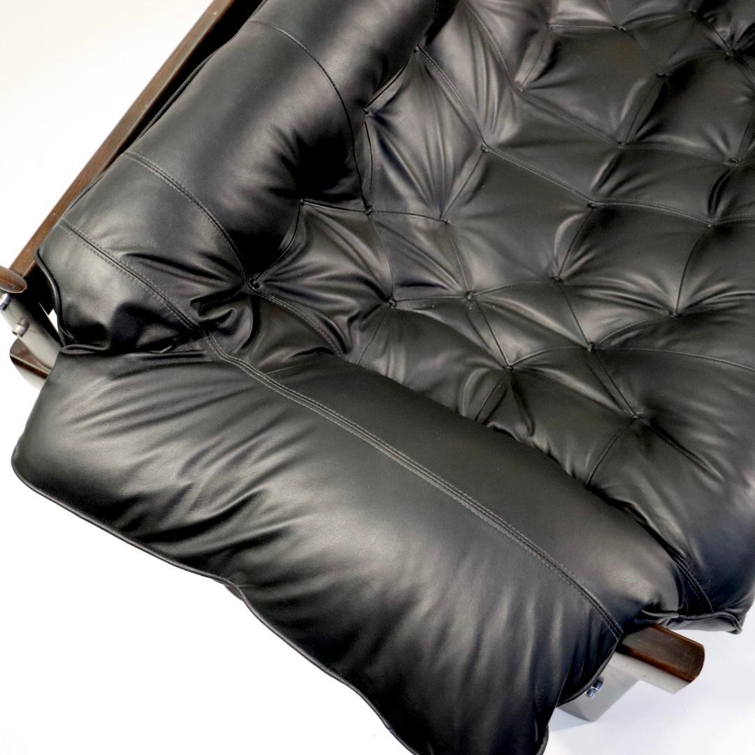 Brazilian Modern Sofa Mp-41 Designed by Percival Lafer in black leather 4