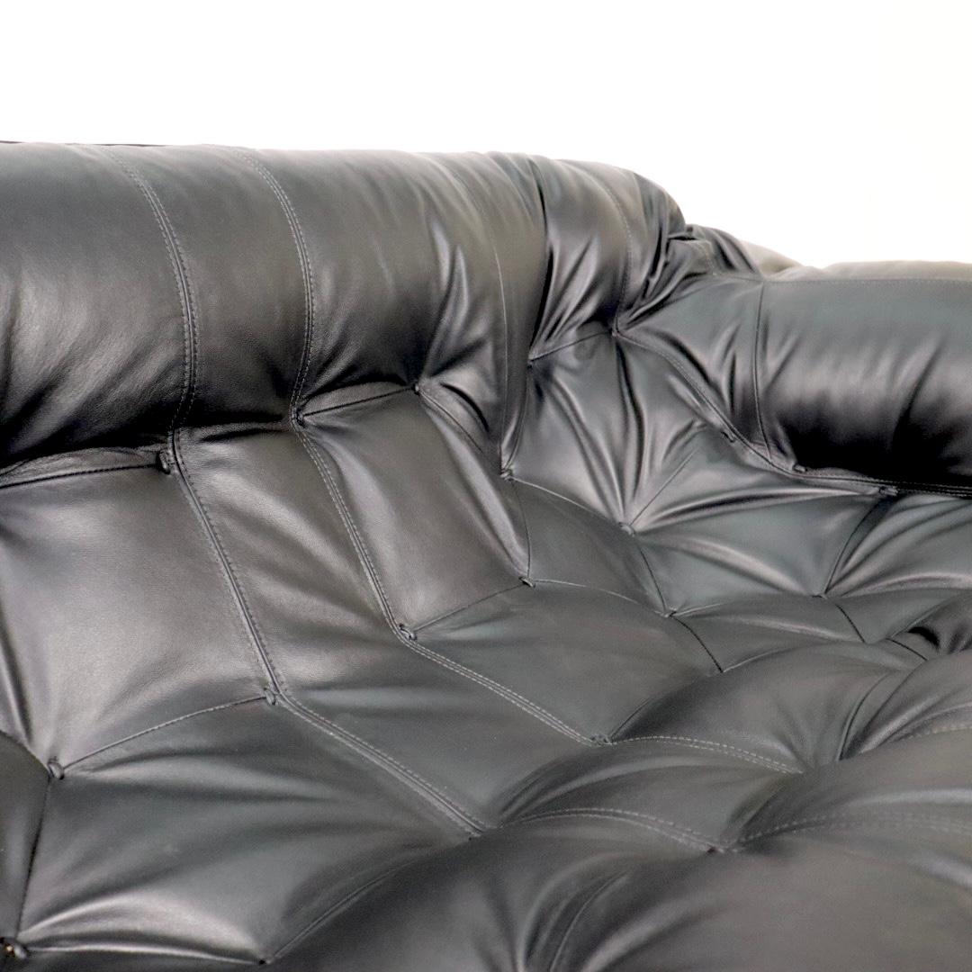 Mid-Century Modern Brazilian Modern Sofa Mp-41 Designed by Percival Lafer in black leather