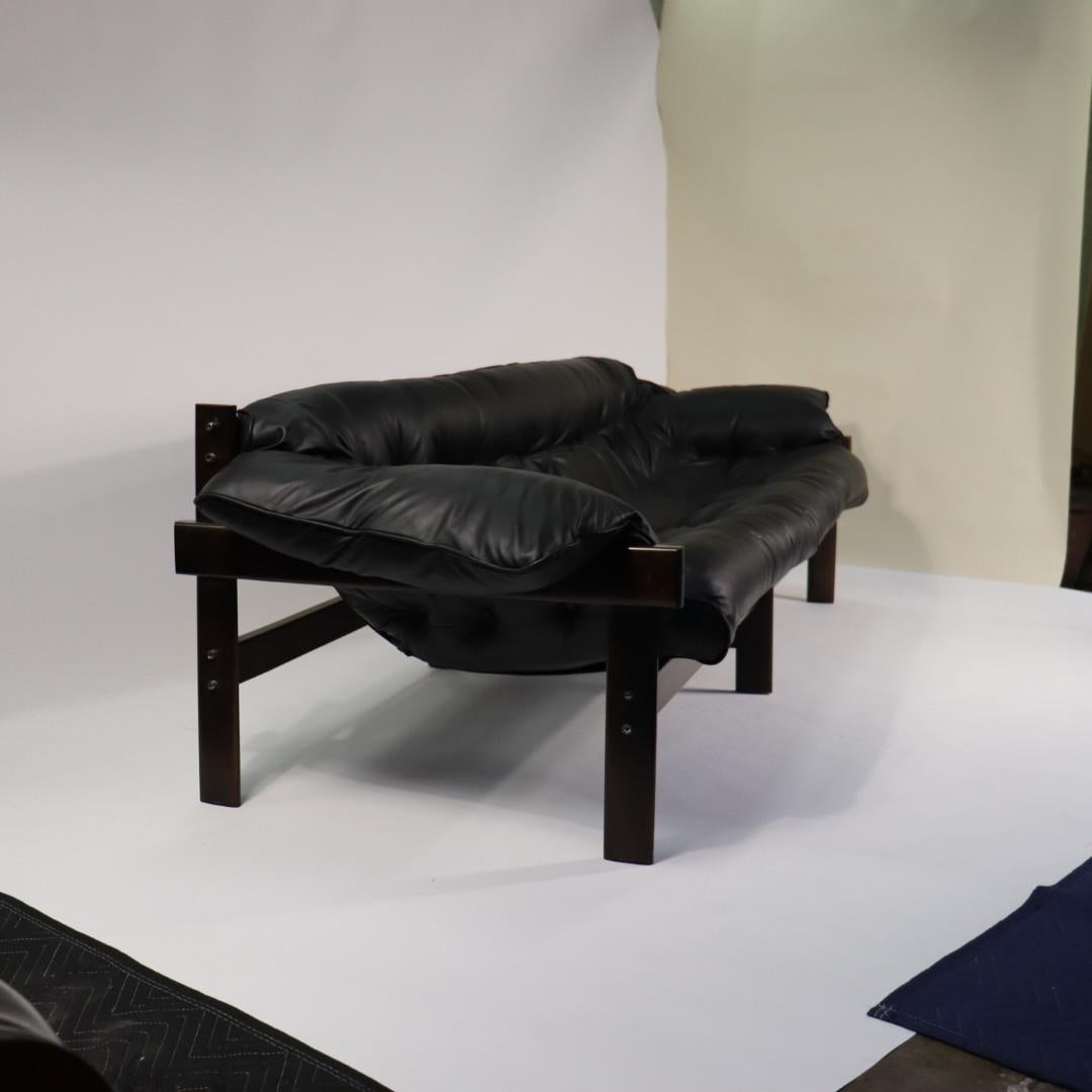 Brazilian Modern Sofa Mp-41 Designed by Percival Lafer in black leather 1