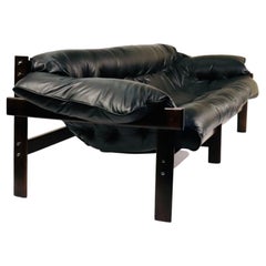 Brazilian Modern Sofa Mp-41 Designed by Percival Lafer in black leather