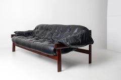 Brazilian Modern Sofa Mp-41 Designed by Percival Lafer in black leather