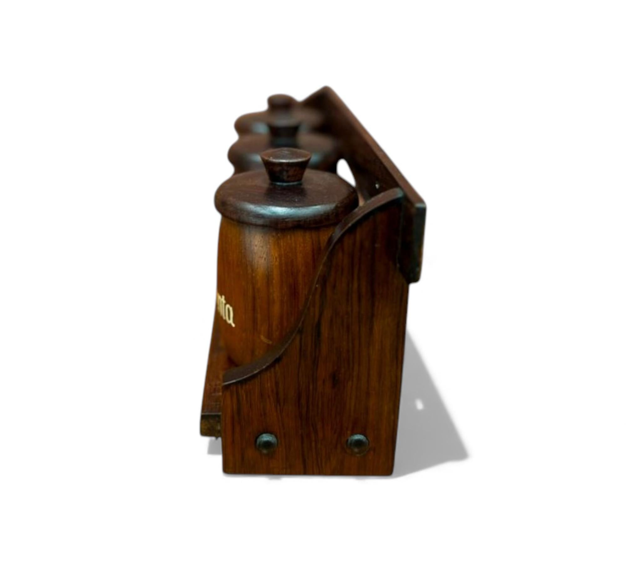 Travail du bois Porte-épices moderne brésilien avec 3 conteneurs en bois dur, Casa Finland, années 1960 en vente