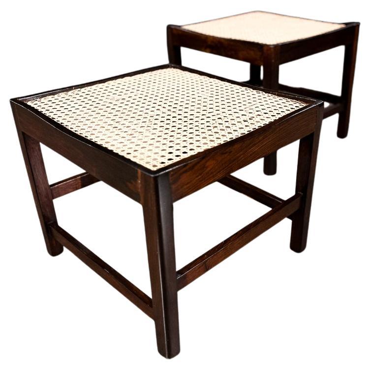 Brazilian Modern Stools by Liceu de Artes, Rosewood 
Cane, 1960s For Sale