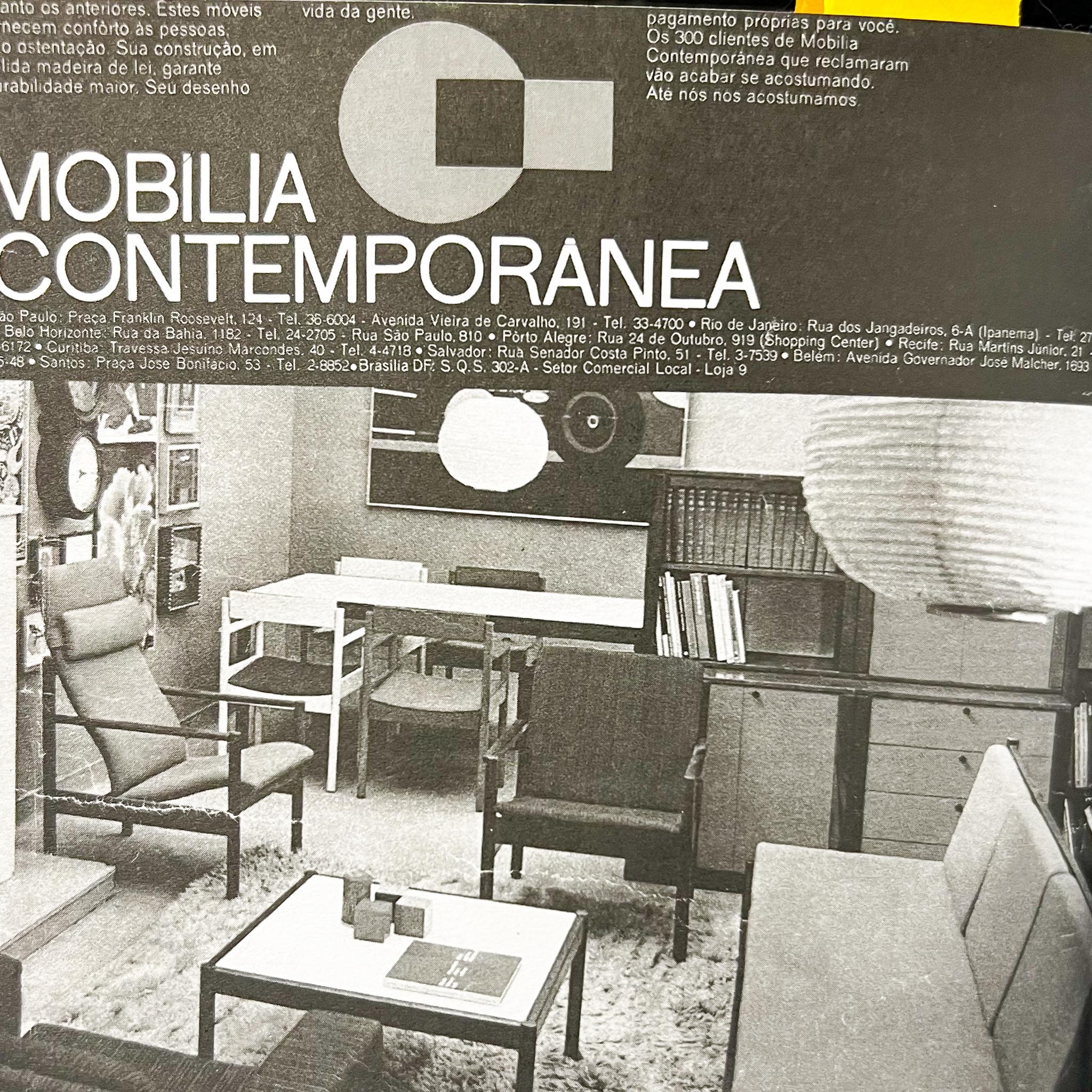 Poltrona moderna brasiliana in legno e pelle, A.I.C. Michel, 1960 ca. in vendita 4