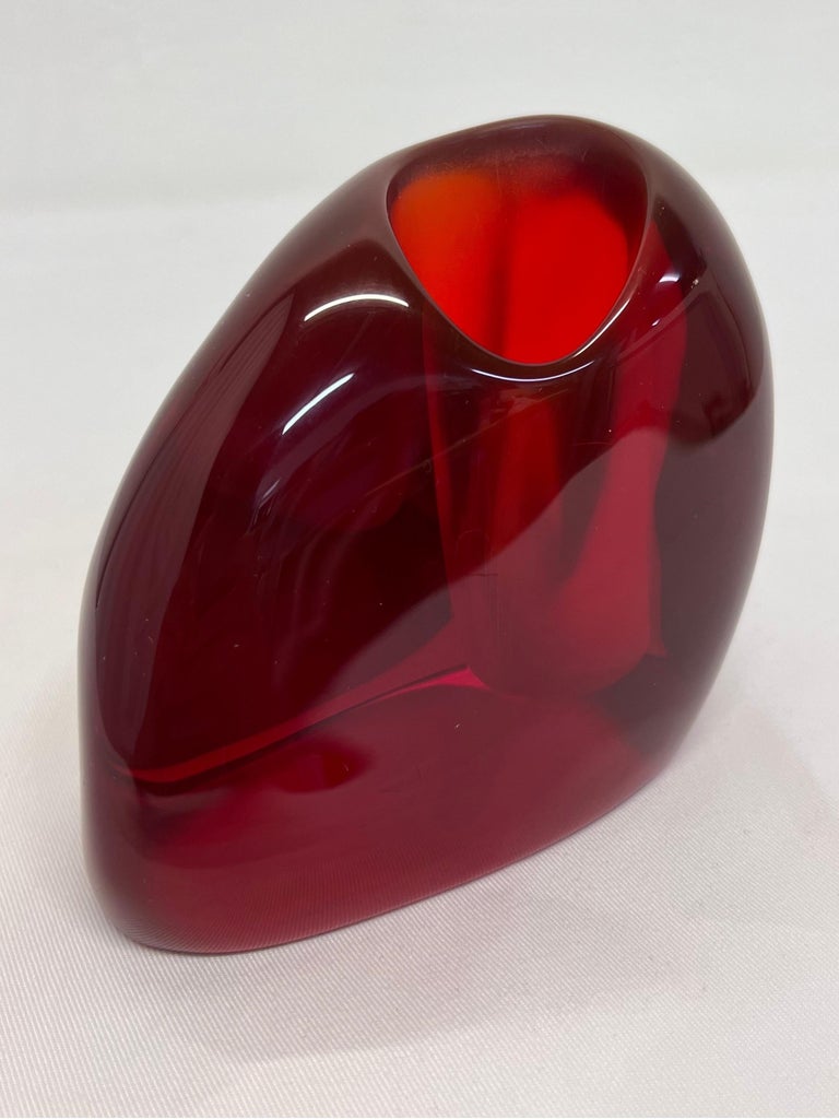 Brazilian Modern Translucent Red Resin Bud Vase, 1980s For Sale at 1stDibs