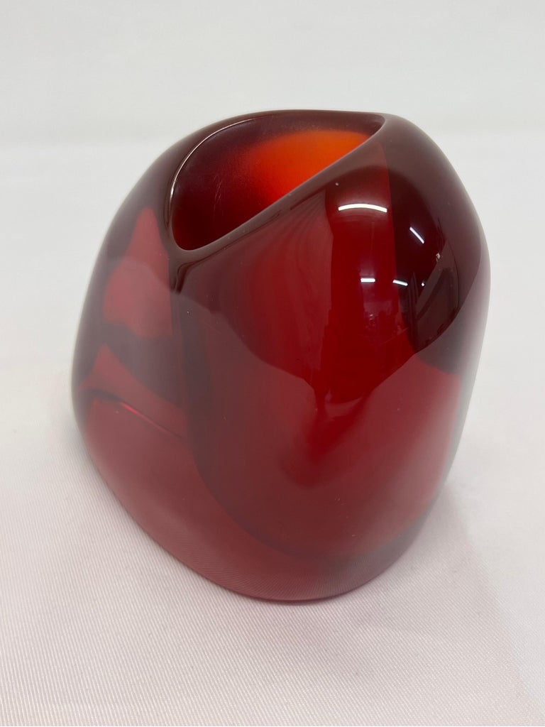 Brazilian Modern Translucent Red Resin Bud Vase, 1980s For Sale at 1stDibs