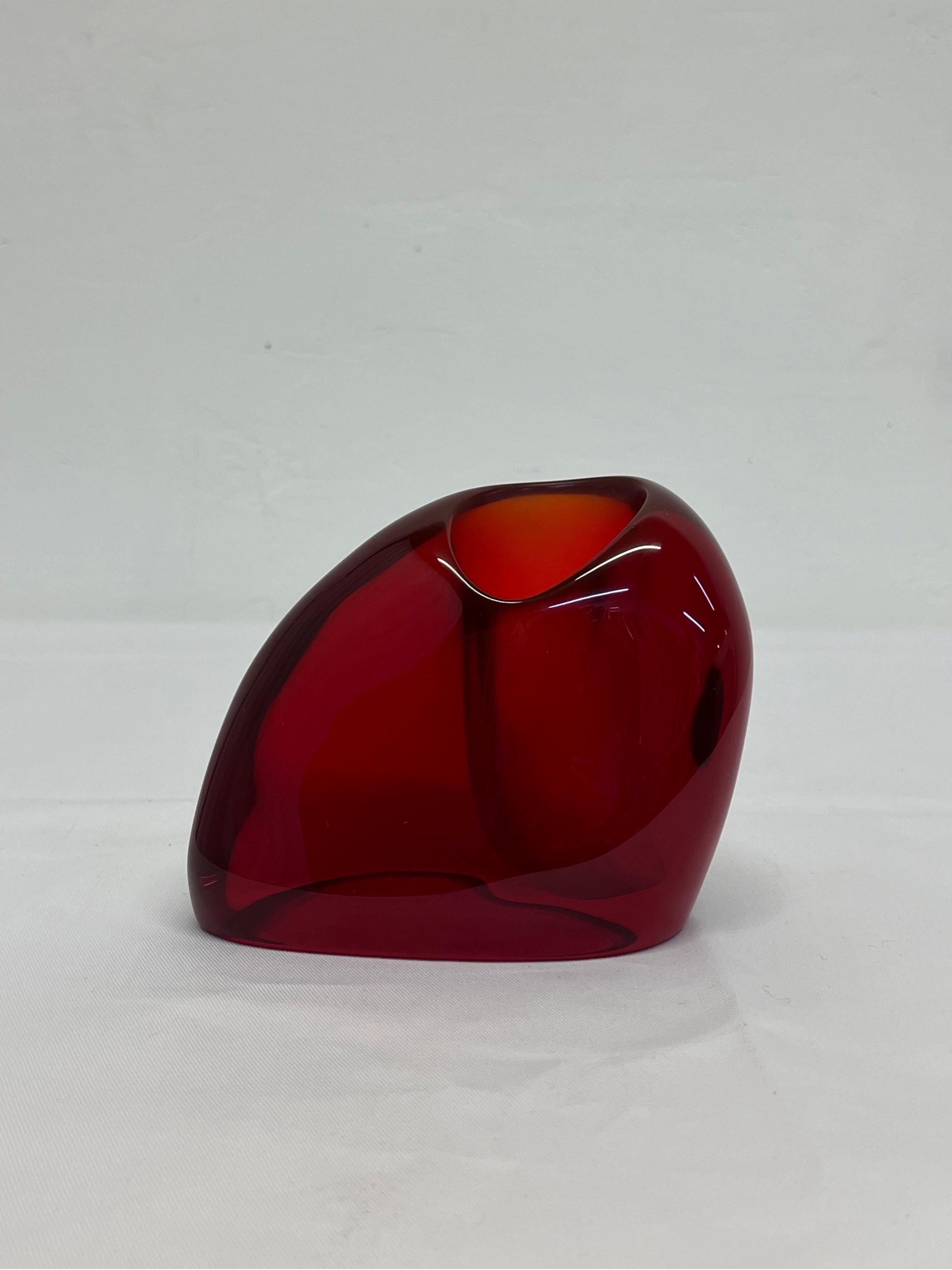 Brazilian Modern Translucent Red Resin Bud Vase, 1980s 7