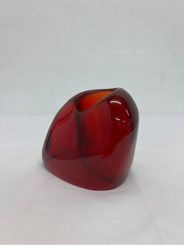 Brazilian Modern Translucent Red Resin Bud Vase, 1980s For Sale at 1stDibs