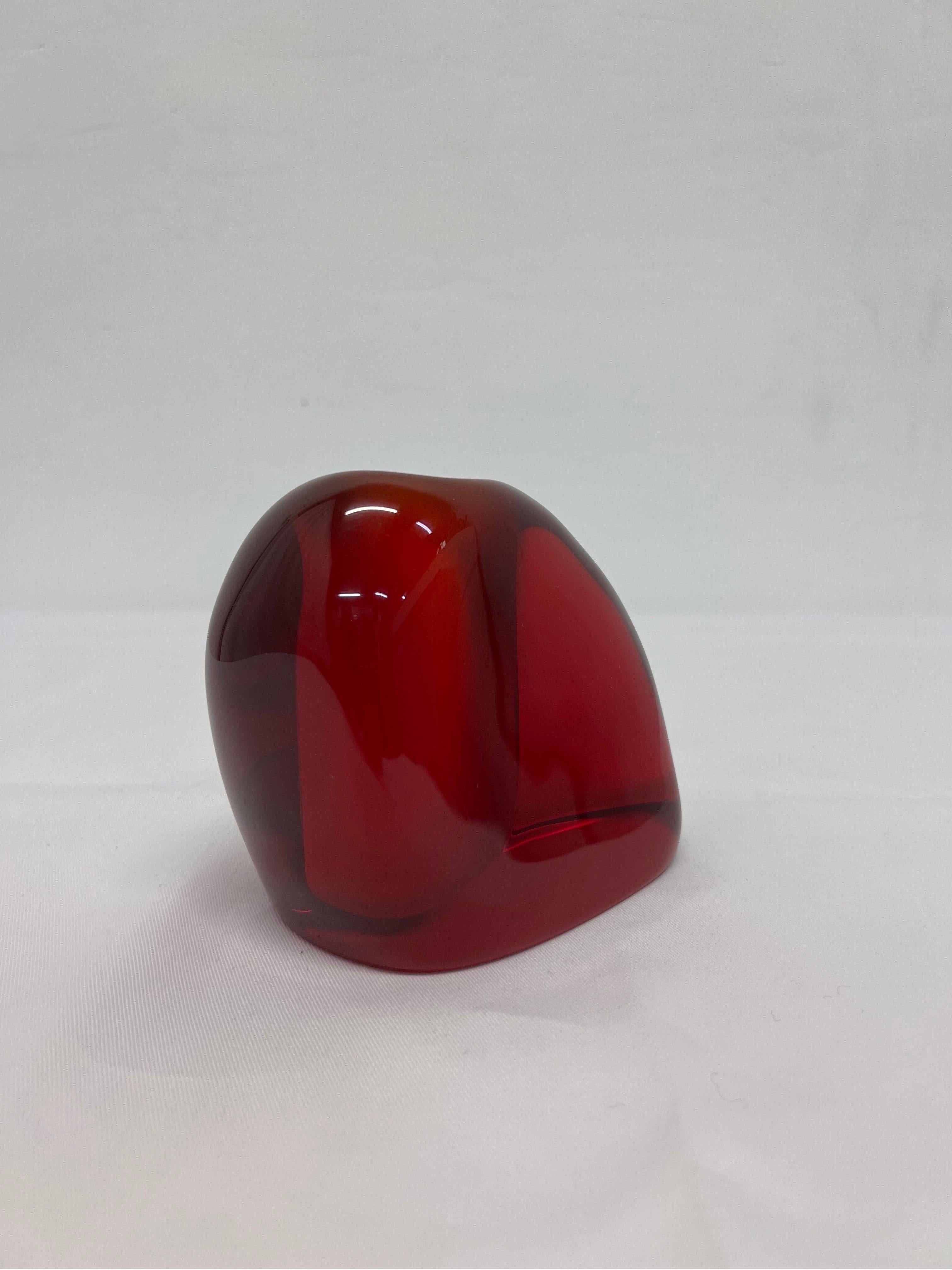 Epoxy Resin Brazilian Modern Translucent Red Resin Bud Vase, 1980s