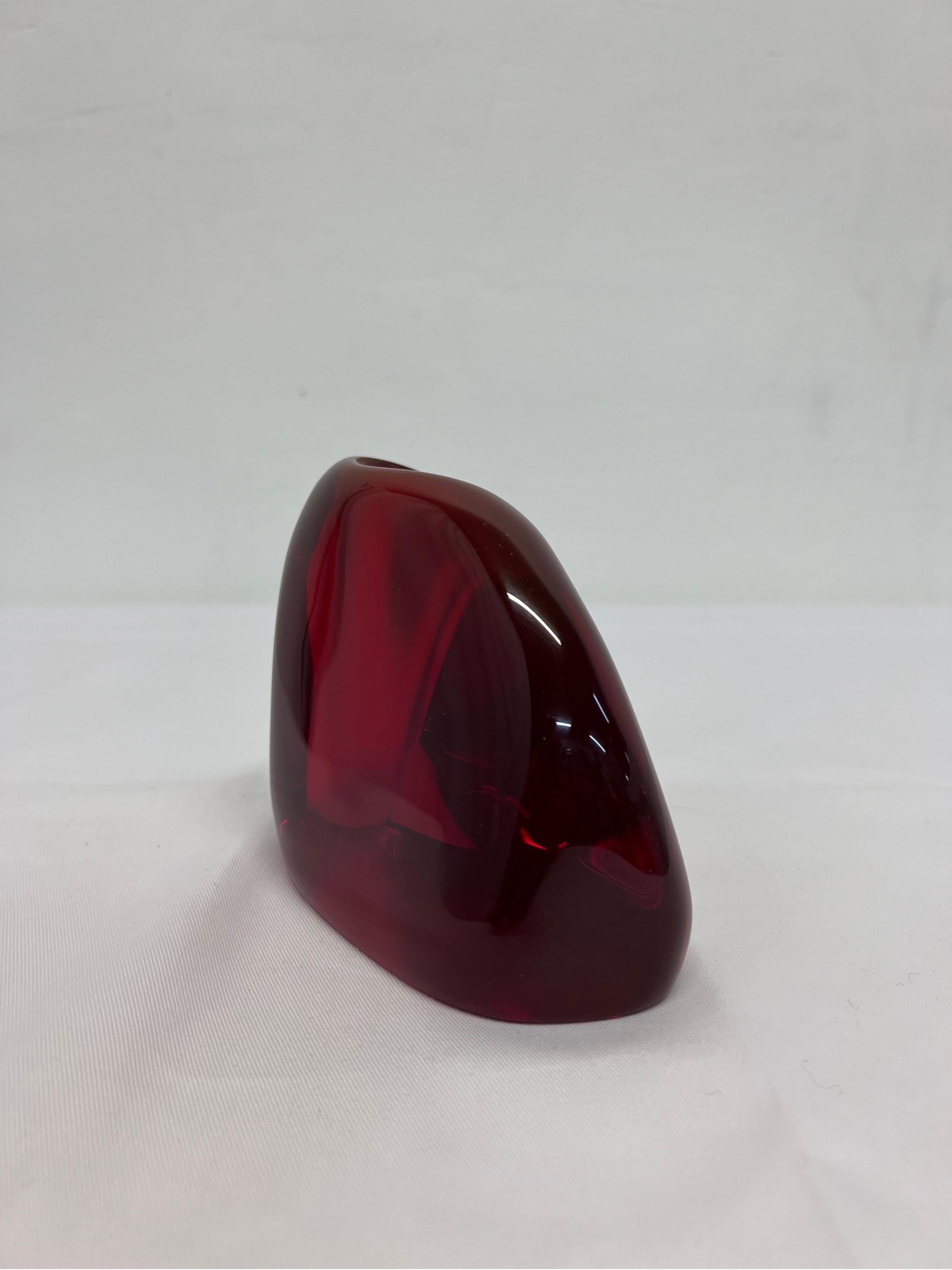 Brazilian Modern Translucent Red Resin Bud Vase, 1980s 2