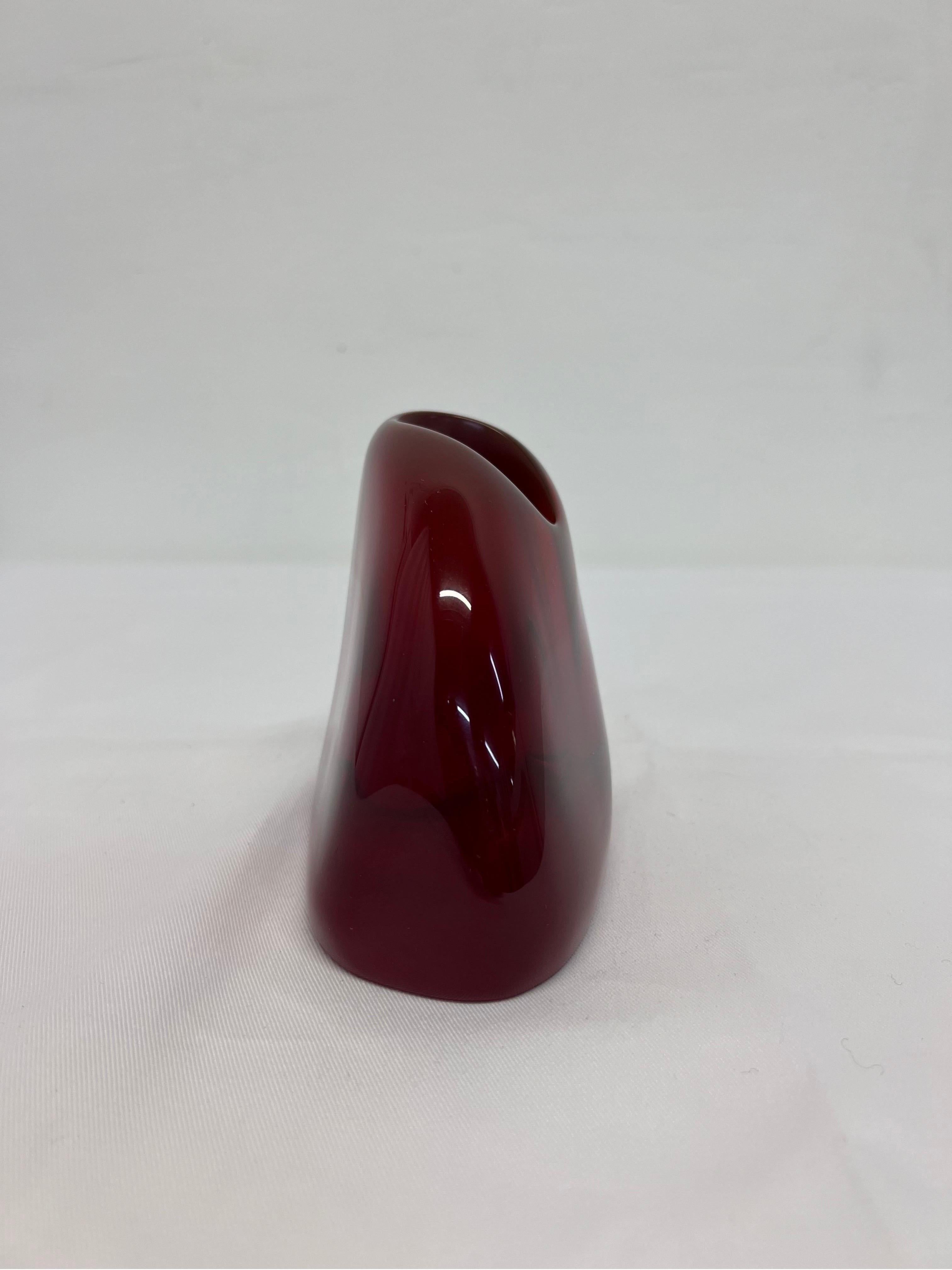 Brazilian Modern Translucent Red Resin Bud Vase, 1980s 3